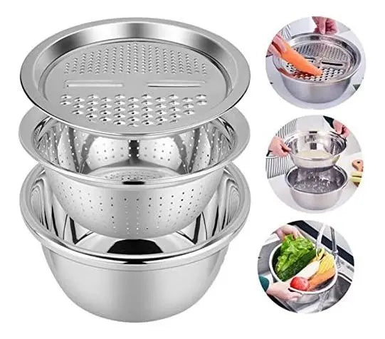 Bowl Rallador 3 En 1 De Acero Inoxidable