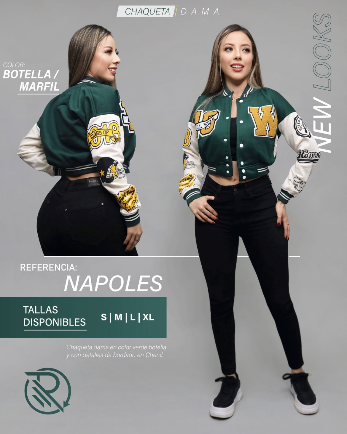 Chaqueta Beisbolera Mujer Algodón – 10 Colores S-XL | Envío Gratis Colombia
