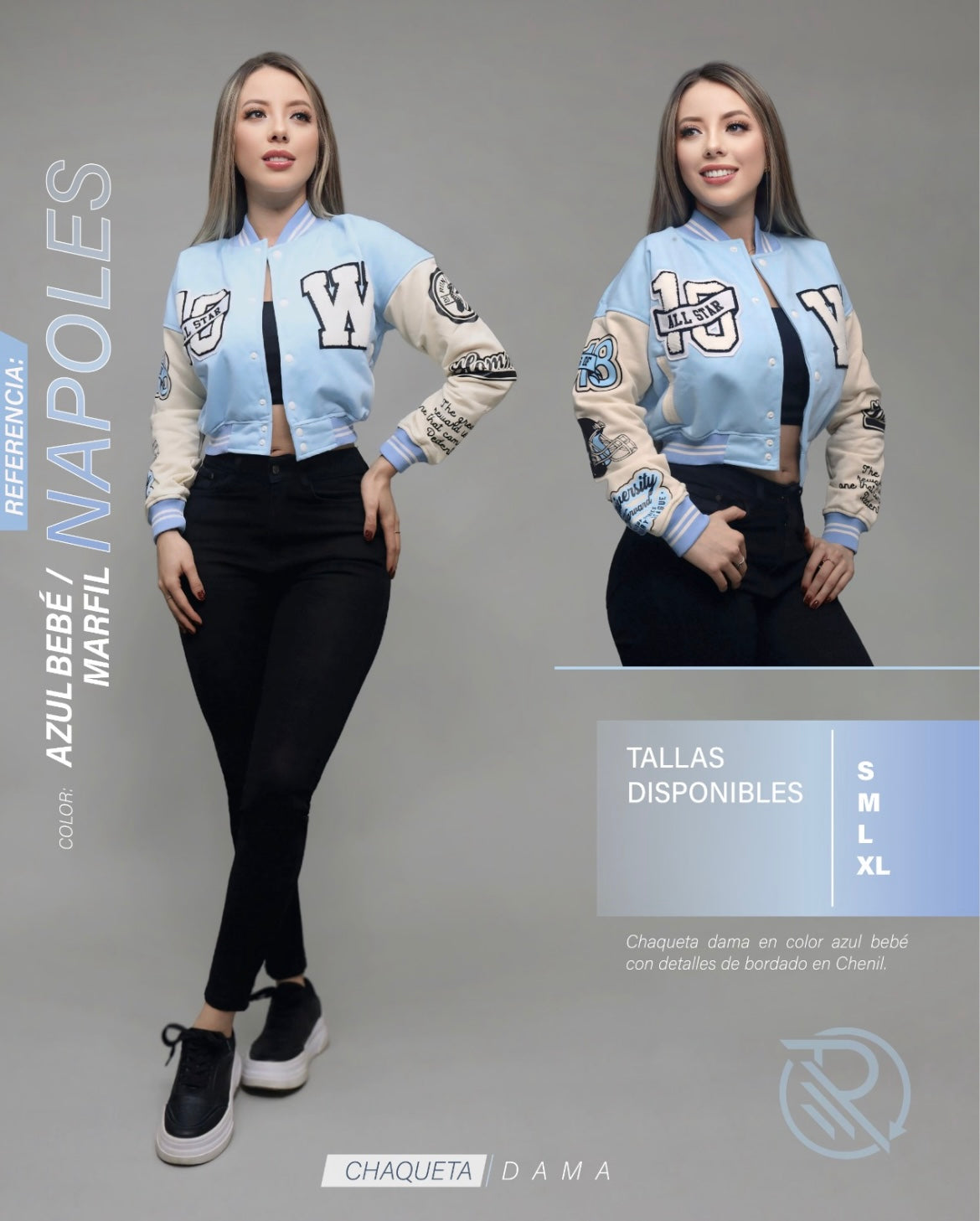 Chaqueta Beisbolera Mujer Algodón – 10 Colores S-XL | Envío Gratis Colombia