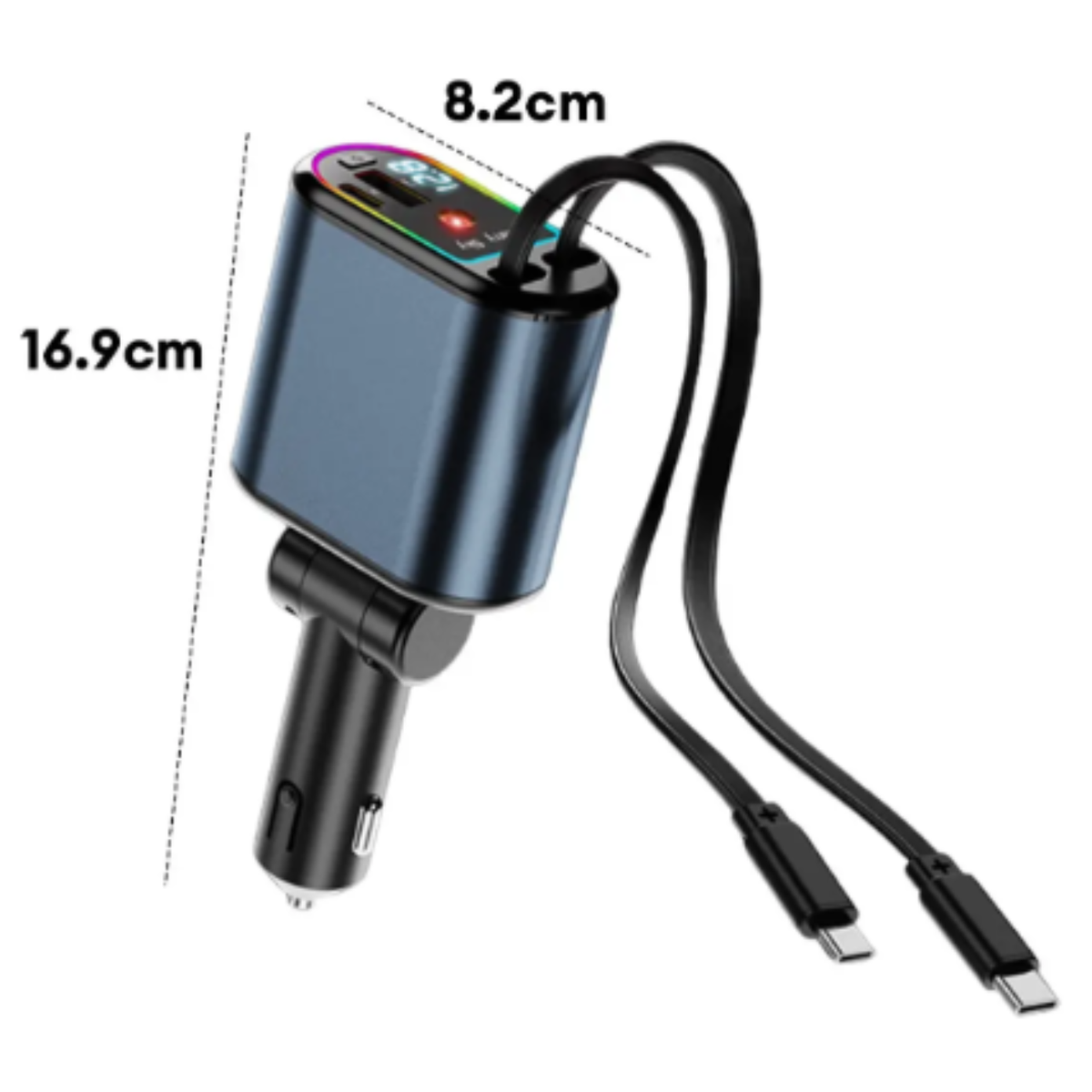 Cargador 4 En 1 Con Luz Led Para Carro